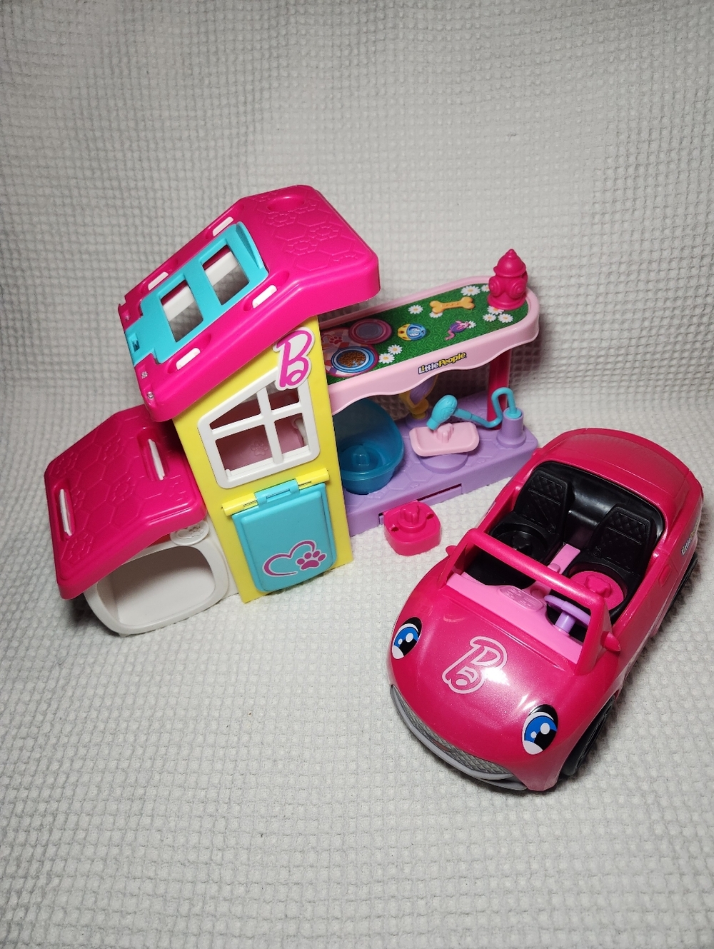 Barbie Little People Puppy Pink Playhouse with Convertible Car - Toy Set